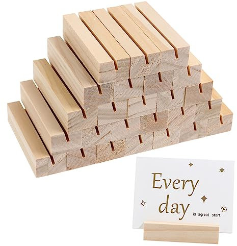 WESIEVYA 25 Stück Rechteckiger Holzständer Für Karten Fotoständer Memo Halter Aus Holz