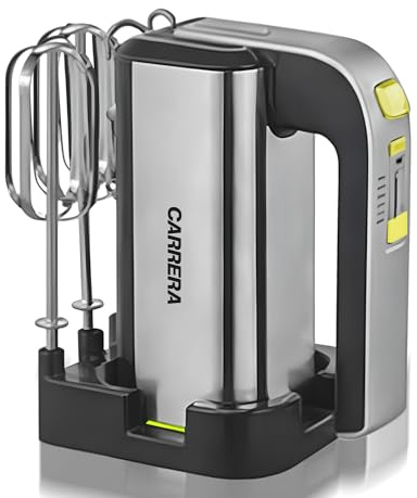 CARRERA Handmixer [mit Aufbewahrungsstation] Handrührgerät - 300 W - Rührgerät - Handmixer Edelstahl - Mixer - Handrührer silber