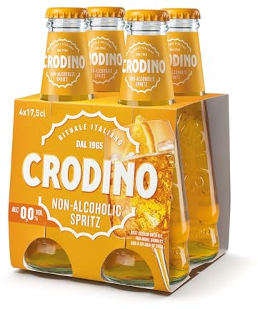 Crodino Spritz 0.0% (4 x 175ml) - The sparkling and golden non-alcoholic aperitivo with a unique, bittersweet flavour.