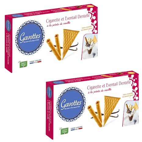 Gavottes Wafer Curls and Fans Ice Cream Biscuits 100g x 2