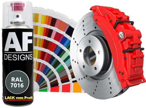 Alex Flittner Designs 2K Bremssattellack RAL Spraydose hitzebeständig 300° Bremssattelfarbe Hochwertiger Lack für Bremssättel, Bremsen und Autozubehör - 400 ml (RAL7016 ANTHRAZITGRAU)
