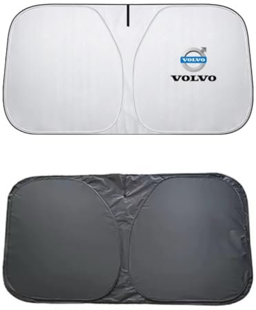 Coche Parasol Parabrisas Delantero para Volvo XC60,Plegable Automóvil Sombrilla con Coche Logo Emblema Protección Solar y UV Mantiene tu Choche Fresco Accesorios Interior,C