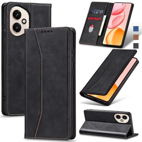 Jasonyu Handyhülle für Honor 400, PU Leder Flip Klapphülle, Schwarz | Magnetische Schutzhülle, Ständer, Kartenfächern, Klappbar, Stoßfeste TPU Stoßsicher Hülle