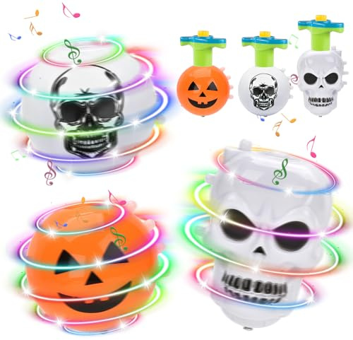 SOETDERT Halloween Mitgebsel, Kreisel für Kinder Kreiselspielzeug, LED Gyroskop mit Griffen, Gyroskop Kreisel Leuchtspielzeug Kinder, Halloween Party Mitgebsel Pinata Füllung Give Aways Geschenke