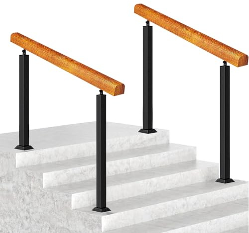 Scala in legno per 3 – 4 gradini, montaggio a pavimento, per interni ed esterni, ideale per terrazze, giardini e transizioni di scale sicure