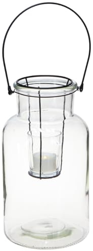 Floristik24 Flaschen Deko Windlicht Glas Metall Ø13cm Schwarz Modern