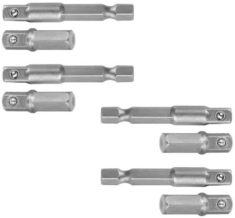 COZERI 8PCS 1/4 Hex to Square Socket Adapter Set, Impact Driver Drill Bit | For electric/pneumatic drills & DIY, hex square screwdriver bit, impact driver compatible