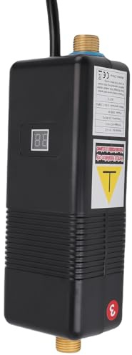 Garosa Elektrischer Tankloser Warmwasser Bereiter, 3000W -Warmwasser Bereiter mit Digital Anzeige und Messing Material, für Küchen Bad Wohnmobil (EU -Stecker 220 V)