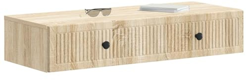 vidaXL Wandmontierter Beistelltisch Sonoma-Eiche 87,5 x 34,5 x 17 cm, Moderner Wohnraum, rechteckiger Beistelltisch mit viel Stauraum, wandmontierte Möbel, kompakte Lösung aus Holz