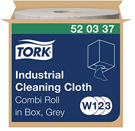 Tork 520337 Paño de limpieza industrial Premium / 1 capa/Papel multiuso compatible con los sistemas W1, W2 y W3 / 1 bobina x 148,2 m de largo/color gris