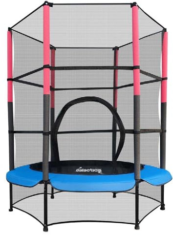 GALACTICA NEW Mini Trampoline | 4.5FT 55 with Safety Net Enclosure | Indoor Outdoor Children’s Activity Junior Trampoline - Blue