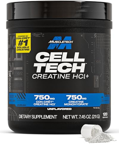MuscleTech Cell-Tech Creactor Creatine HCl Powder, Post Workout Muscle Builder for Men & Women, Creatine Hydrochloride + Free-Acid, Unflavored (120 Servings), 8.47 oz