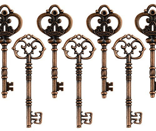 Makhry Mixed Set von 20 Extra Große Skelettschlüssel in Antikes Kupfer - Set von 20 Tasten (2 Styles) - 3 1/4 Zoll Keys (Antikes Kupfer)