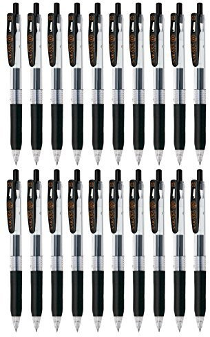 Zebra Sarasa Clip 0.3 Retractable Gel Ink Pen, Rubber Grip, 0.3 mm, Black Ink, Value Set of 20 with Ecology Sticky Notes