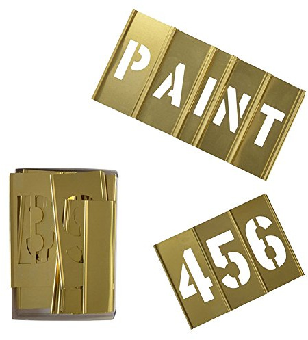 Deezio 1 Brass 46 Pieces Interlocking Stencil Set of Numbers and Letters Kit