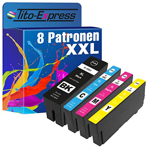 Tito-Express PlatinumSerie 8 Patronen XXL kompatibel mit Epson T3591-94 35XL Workforce Pro WF-4700 WF-4720DWF WF-4720 WF-4725DWF WF-4730DTWF WF-4735DTWF WF-4740DTWF | Black je 50ml, Color je 25ml