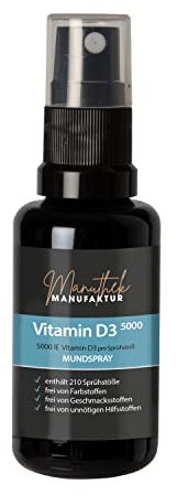Vitamin D3 - Mundspray 5000IE hochbioaktiv - Wochendepot - 210 Sprühstößen - Entwickelt in deutscher Apotheke - alkoholfrei geeignet für Schwangere & Kinder - Alternative zu Vitamin D3 Tropfen