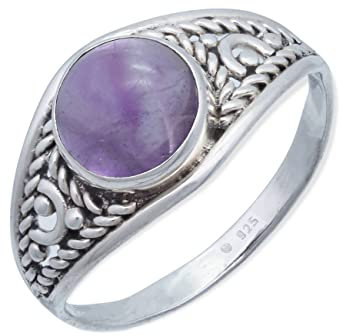 mantraroma Ring Silber Damen Amethyst Edelstein lila ausgefallen verspielt
