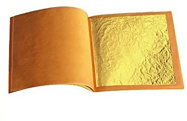 24 Karat Blattgold Essbar Lebensmittelecht Marke, 18mm x 18mm, 100 Stück