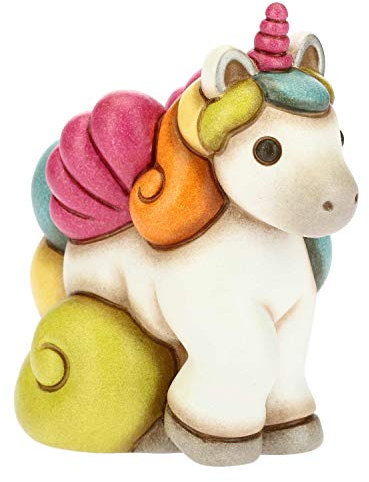 THUN - Unicorno Galoppante Multicolore - Formato Piccolo - Linea Unicorno - Ceramica - Inaugurazione della casa - 9,3x5,5 x10 h cm