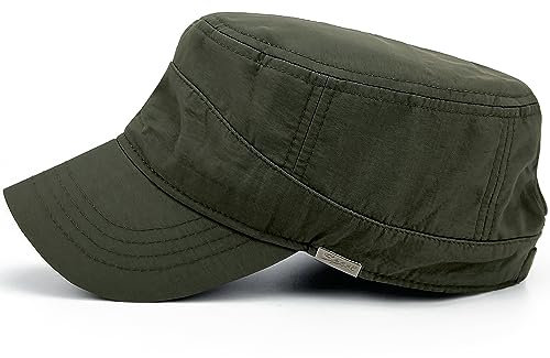 REDSHARKS Baseballkappe für Herren und Damen, für Outdoor-Sport, schnell trocknend, verstellbar, Militär, flache Oberseite, Sonnenkappe - Gr�n - Einheitsgröße