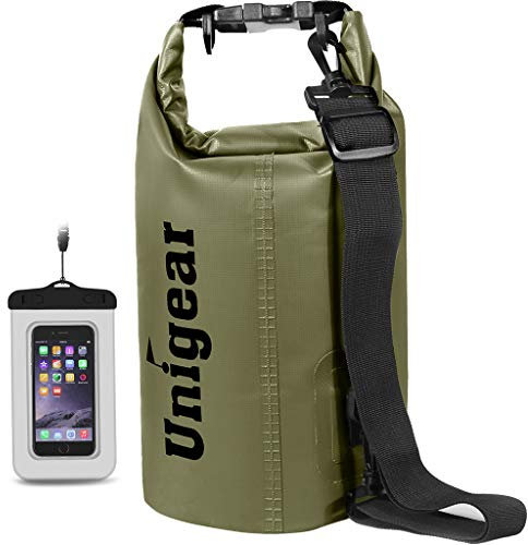 Unigear Dry Bag, Wasserdicht Taschen mit Handytasche und Gurte für Boot und Kajak, Angeln, Rafting, Schwimmen, Camping und Snowboarden, MEHRWEG