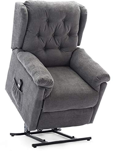 More4Homes BARNSLEY FABRIC RISE RECLINER ARMCHAIR ELECTRIC LIFT RISER CHAIR (Charcoal)