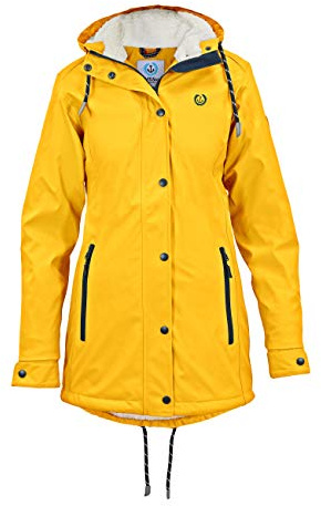 MADSea Damen Regenmantel Friesennerz mit Teddyfleece warm gefüttert Regenjacke wasserdicht