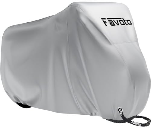 Favoto Funda para Bicicleta Exterior, 210D Oxford Cubierta Protector Impermeable al Aire Libre contra Lluvia UV Polvo Nieve para Bicicleta Montaña Carretera, 200x70x110cm Plata