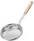 Espumadera Colador Acero inoxidable microperforado Skimmer colador, pasta de fideos canasta con mango de madera de filtro colador de aceite de cocina for comida frita y pasta Coladores de Cocina