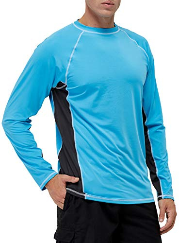 LBL Leading the Better Life T-Shirt Manche Longue Homme Surf Anti-UV UPF 50+ Couleur Jointif pour Plage Bleu Ciel XL