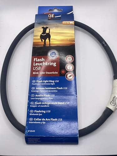 TRIXIE Leuchtring für Hunde XS-XL schwarz-rot – Leuchtendes Hundehalsband, ideal für Spaziergänge im Dunkeln – Aufladbar und individuell einstellbar - 12649