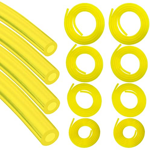 GZhaizhuan 8 Stück Gelb Benzinschlauch, 4 Größen Kraftstoffschlauch (2mm × 3.5mm, 2.5mm × 5mm, 3mm × 5mm, 3mm × 6mm) für Unkrautentferner Kettensägen Vergaser (1.2m)