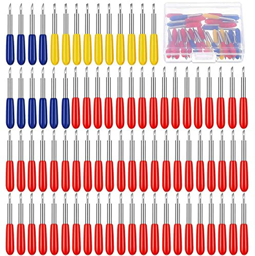 KEWAYO Cludoo 80 Stück Ersatzklingen für Cricut-Klingen für Explore Air 2/Air 3/Maker/Maker 3/Expression, 60 Stück 45° Standardklingen, 10 Stück 30° feine Spitze Klingen und 10 Stück 60° tiefe Klingen