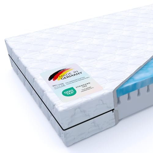 MSS e.K. 7 Zonen Gel-Kombimatratze BeActive 90 x 200 x 16 cm (Kernhöhe 14 cm) in H2 Memory-Gelschaum & Komfortschaum inkl. versteppten Bezug
