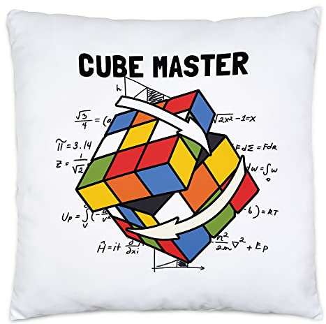 Hey!Print Cube Master Zauberwürfel Kissen inkl. Füllung Rubik Cube Magic Würfel Retro Rubi Vintage Nerd