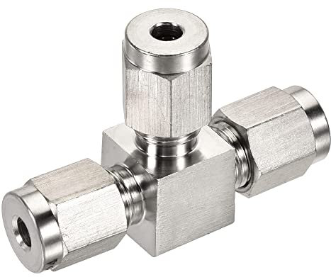 sourcing map Rapide Connexion Air Ligne Compression Raccords 304 Inox Acier 4mm OD Tube 3 Voie T Type T Union Séparateur Connecteur