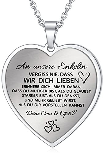 AITENME An Unsere Enkelin Kette Herz Halskette Silber von Oma & Opa