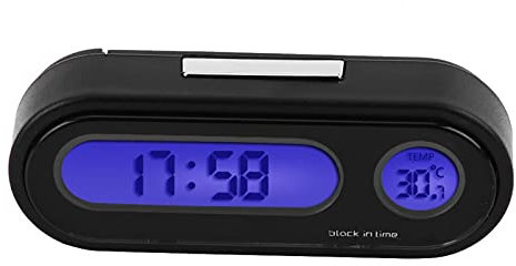 BOROCO 2 In 1 Auto Digitaluhr mit Thermometer,Mini Auto Uhr,Fahrzeug Elektronische Digitaluhr,Autouhr Armaturenbrett,LCD Digital Clock,Fahrzeug Armaturenbrettuhr für PKW Auto LKW KFZ