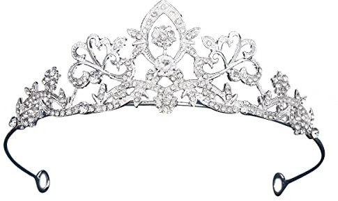 Königin Krone Braut Strass Tiara,Hochzeit Kristall Strasssteine Prinzessin Silber Kristall Diadem Haar-Schmuck Kopfschmuck Stirnband für Karneval Kostüme Halloween Party Hochzeit Geburtstag für Frauen
