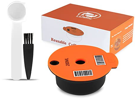 i Cafilas 1 Nachfüllbare Kapseln für Bosch-s Tassimo, wiederverwendbare Bosch-s Tassimo-Kapseln + 1 Teelöffel + 1 Reinigungsbürste (200 ml Kapsel)