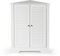 GOPLUS Eck-Badezimmerschrank, Badschrank mit Lamellentüren, offenem Fach & verstellbaren Ablagen, Bodenschrank Eckschrank Bad Beistellschrank für Wohnzimmer & Badezimmer, 45 x 45 x 81,5cm (Weiß)