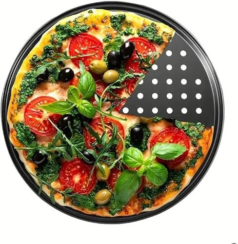 CABLEPELADO Bandeja Pizza Horno | Bandeja para Hornear Pizza | Antiadherente y Perforada | Calidad Profesional | Acero al Carbono | Resiste Temperaturas De hasta 250° | Redonda | Diámetro 33 cm