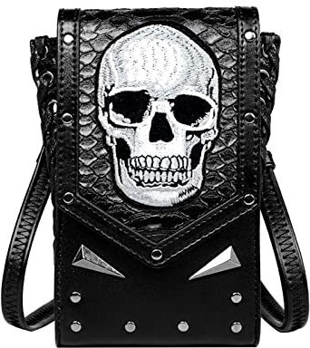 NICEYEA Damen PU Leder Schultertasche Schädel Umhängetasche Clutch Handtasche Messenger Tasche Henkeltasche mit Totenkopf Handbag Crossbody Bag Shopper Tragetaschen Geldbörsen Geschenk