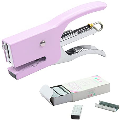 Cucitrice Ufficio, Pinzatrice Manuale, Spillatrice Ufficio in Metallo, Pinzatrice Piccola 750 Graffette Piccole 24/6, Cuce Fino a 10-16 Fogli per Scuola Ufficio Casa, Viola