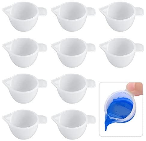 KyeeaDIY Silikon Messbecher, 10pcs Kunststoff Silikonform Becherspender Klein Epoxidharz-Mischbecher Handgefertigte Klein Gieformen Mischbecher Mini Silicone Measuring Cup Schmuckherstellung Diy Craft