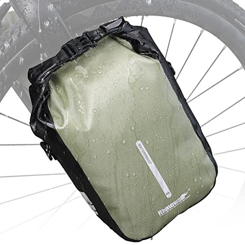 Rhinowalk Fahrradtasche Vordergabel Wasserdicht Vordergabel Tasche Umhängetasche Schnellspanner Fahrradzubehör für E-Scooter/Fahrrad, Grün (RW406), (6L) UK