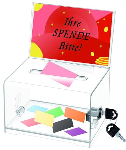 myourvann Acrylic Spendenkasten Ballotkasten Wahlurne Abschließbare Vorschlagskasten mit Zeichenhalter für Abstimmungen, Gewinnspiele, Wettbewerbe - Clear