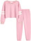 Arshiner Mädchen Kleidung Set Trainingsanzug Lang Kinder Jogginganzug Anzug Sweatshirt&Jogginghose Freizeitanzug Sportbekleidung 122 128 Rosa 130