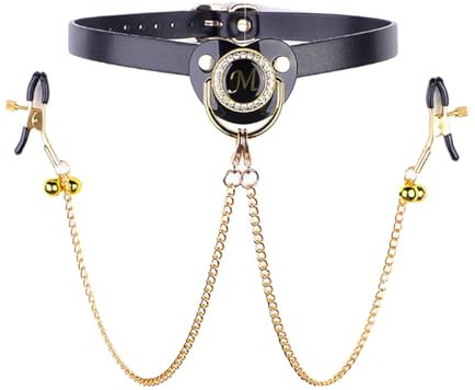 Schnuller Mundknebel mit Nippelklemmen Ballknebel Brustclip Mundspreizer Nippelspangen Brust Stimulation Munk Ball Knebel Bondage Sex Spielzeug für Paare